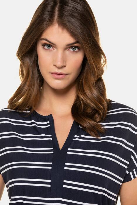 Ringelshirt, Tunika-Ausschnitt, Oversized, Halbarm