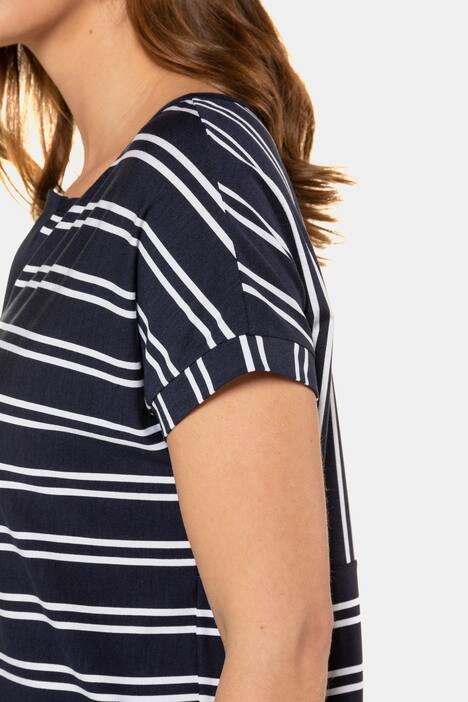 Ringelshirt, Tunika-Ausschnitt, Oversized, Halbarm