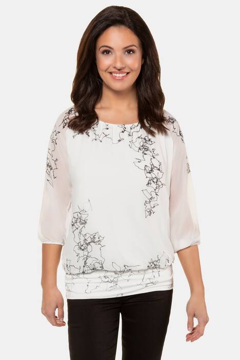 Bluse, gedoppelt, Chiffon mit abstraktem Druck