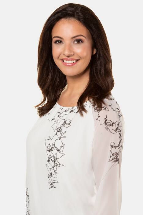 Bluse, gedoppelt, Chiffon mit abstraktem Druck