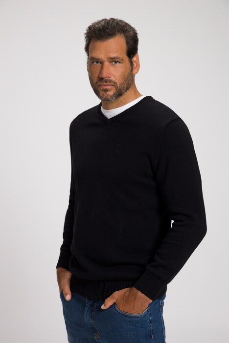 Pullover, Basic Form, V-Ausschnitt, Baumwolle