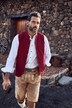 Pantalon en cuir de chèvre, s'inspirant des tenues traditionnelles bavaroises, avec broderies typiques - ceinture en cuir offerte
