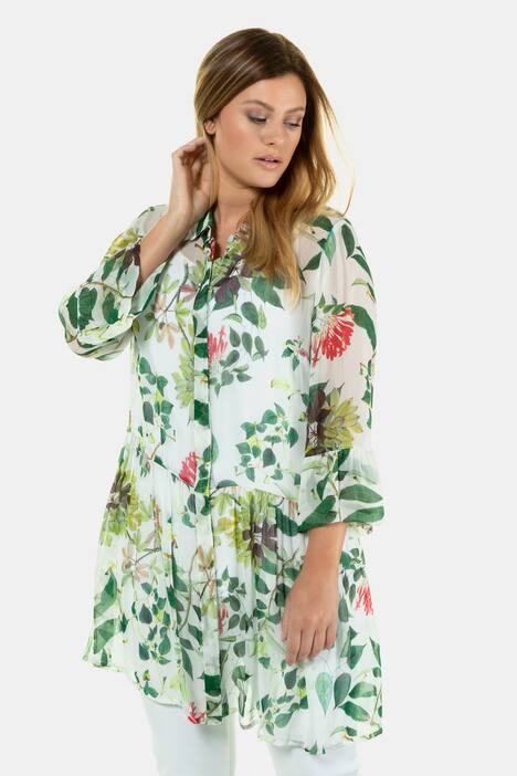 Longbluse, transparent, Blätter, Volants, selection