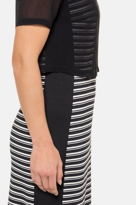 Kleid, 2-in-1-Optik, Querstreifen, Halbarm