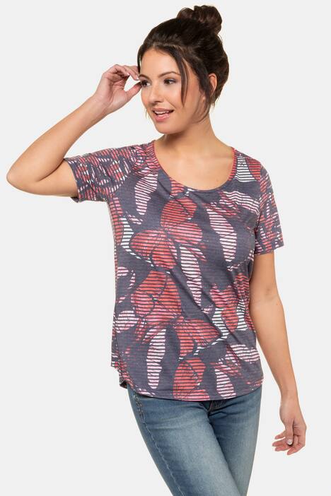 T-Shirt, gemustert, Rundhalsausschnitt