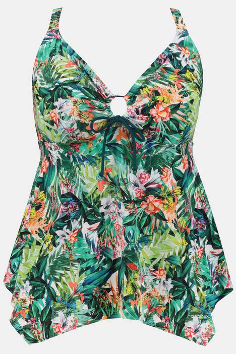 Tankini, Dschungelmuster, Zipfelsaum, Softcups