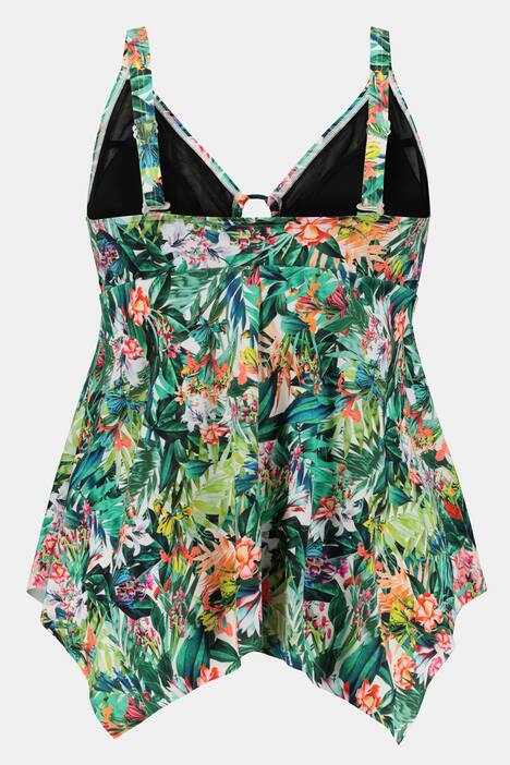 Tankini, Dschungelmuster, Zipfelsaum, Softcups