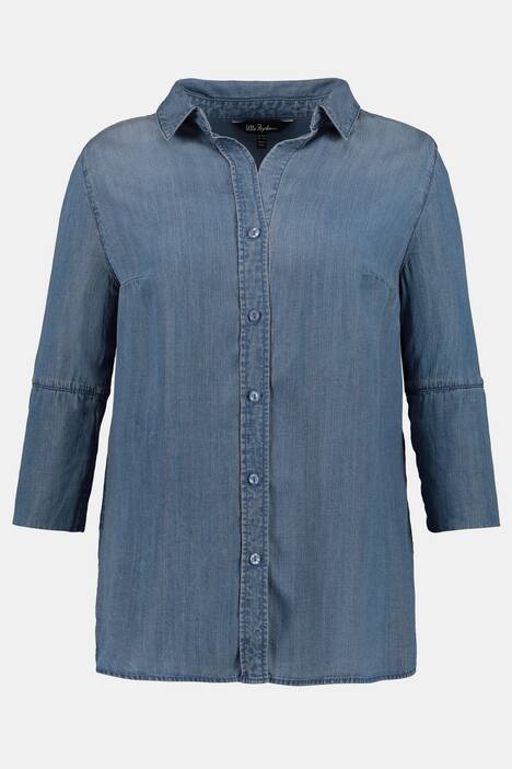 Blouse, soft denim, 3/4 mouwen, lyocell
