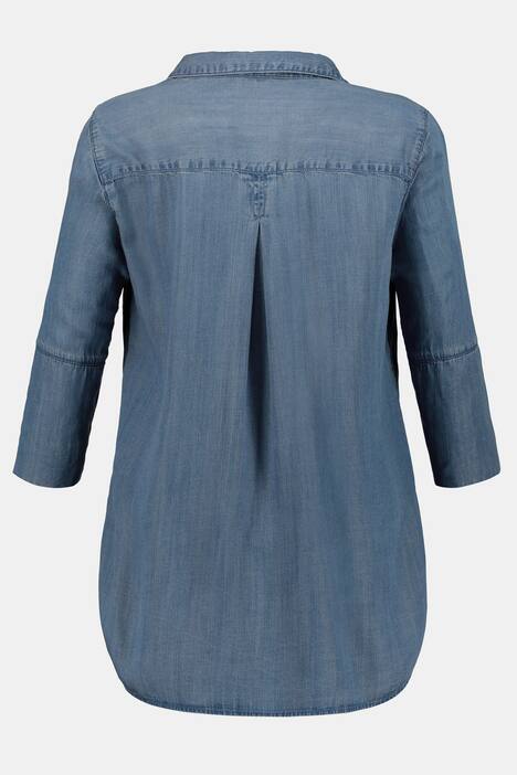 Blouse, soft denim, 3/4 mouwen, lyocell