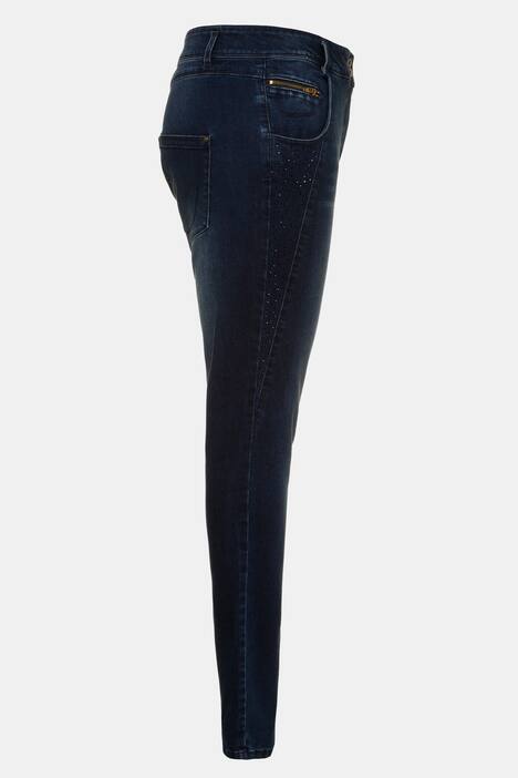 Curvy-Jeans, Glitzersteine, Doppelknopf, 5-Pocket-Form
