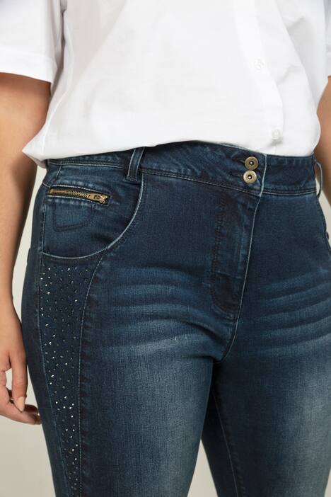 Curvy-Jeans, Glitzersteine, Doppelknopf, 5-Pocket-Form