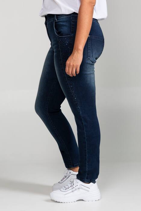 Curvy-Jeans, Glitzersteine, Doppelknopf, 5-Pocket-Form