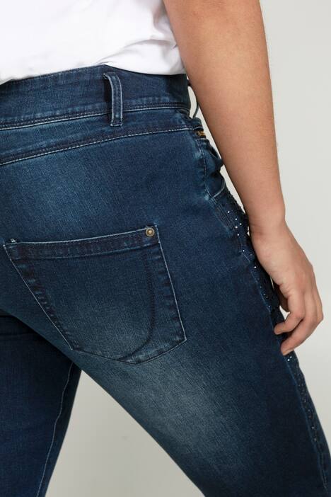 Curvy-Jeans, Glitzersteine, Doppelknopf, 5-Pocket-Form