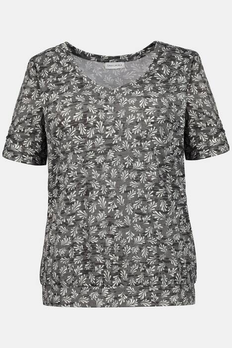 T-Shirt, grafisches Muster, Gummisaum, Ausbrennerjersey