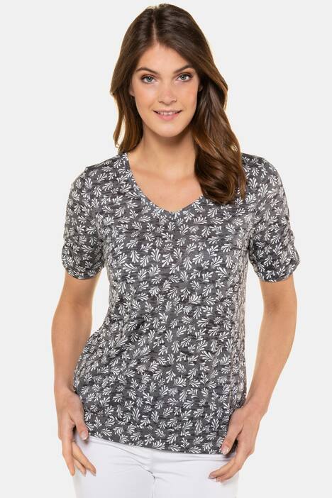 T-Shirt, grafisches Muster, Gummisaum, Ausbrennerjersey