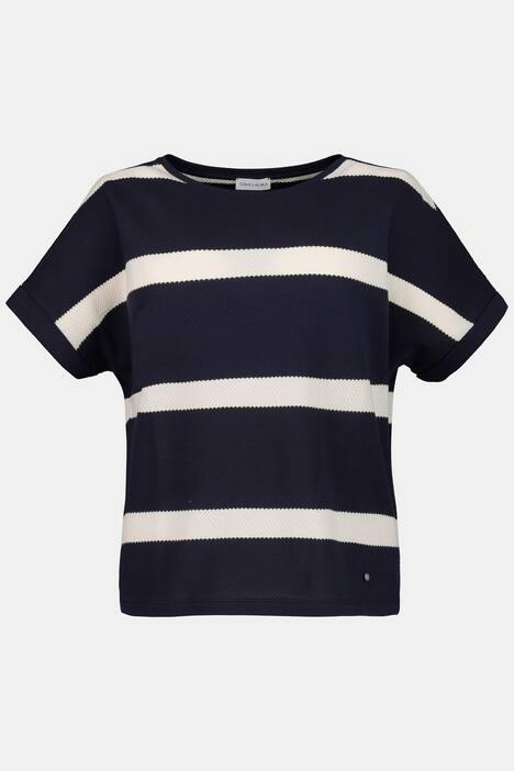 T-Shirt, Blockstreifen, Oversized, U-Boot-Ausschnitt