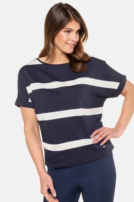 T-Shirt, Blockstreifen, Oversized, U-Boot-Ausschnitt