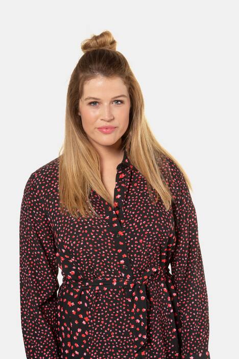 Floral Patchwork Print Button Front Maxi Shirt Dress