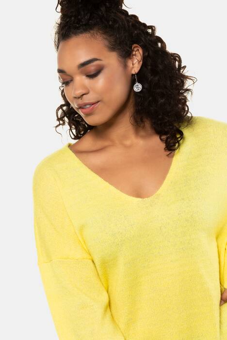Oversized-Pullover, V-Ausschnitt, Langarm