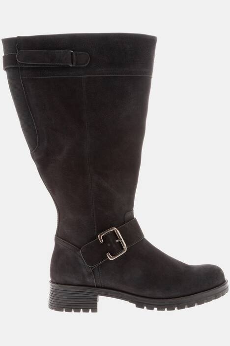 Lederstiefel, Zierschnalle, Elastikeinsatz, Weite H