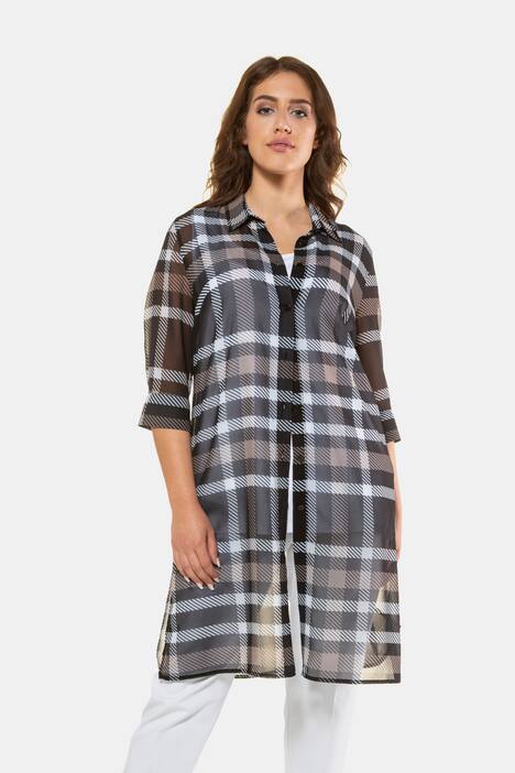 Longbluse, Karochiffon, 3/4-Ärmel, selection