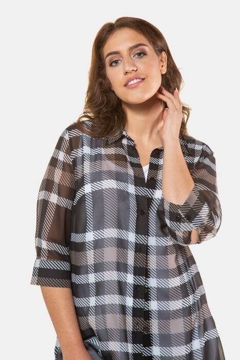 Longbluse, Karochiffon, 3/4-Ärmel, selection