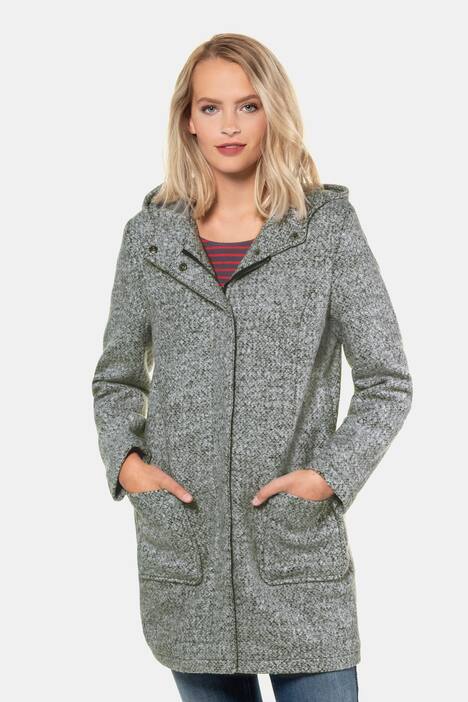 Wolljacke, meliert, Kapuze, gefüttert