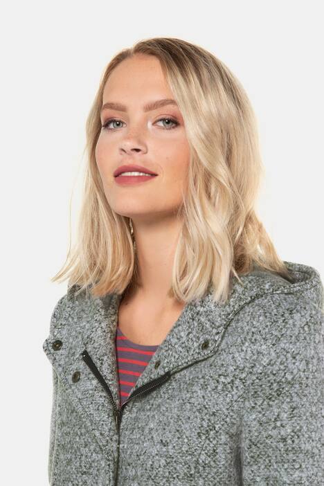 Wolljacke, meliert, Kapuze, gefüttert