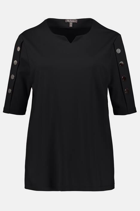 Sweatshirt, Ärmel-Knöpfe, A-Linie, Keilausschnitt
