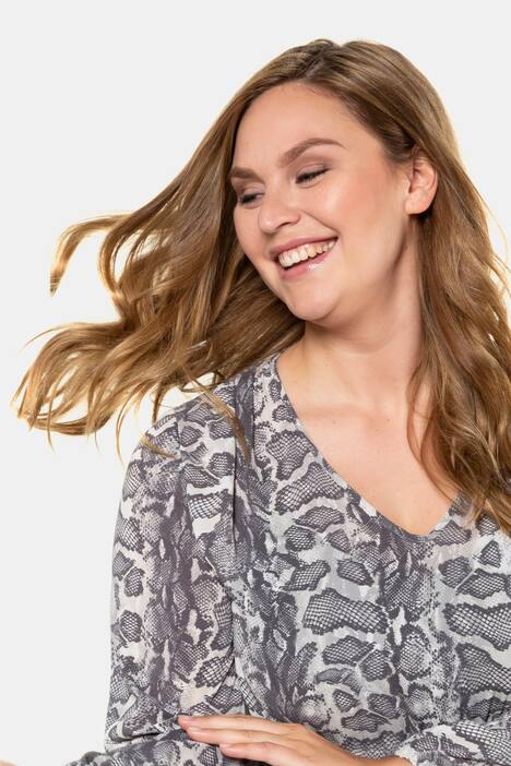 Kleid, Schlangenmuster, elastische Taillennaht