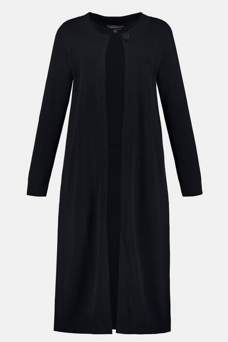 Longjacke, Ajour-Linien, Schmuckknopf, weicher Strick