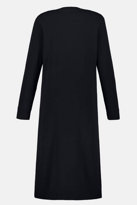 Longjacke, Ajour-Linien, Schmuckknopf, weicher Strick