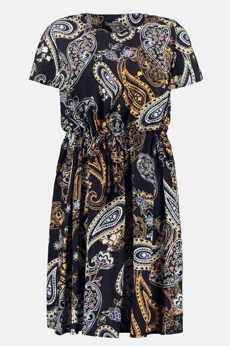 Kleid, Paisley-Muster, Taillen-Bindeband, Glockenärmel