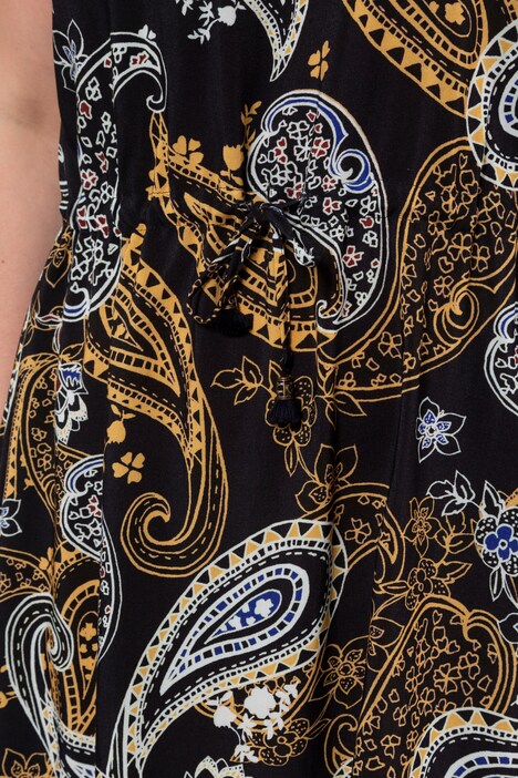 Kleid, Paisley-Muster, Taillen-Bindeband, Glockenärmel