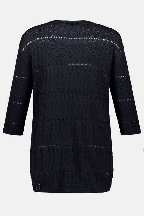 Pullover, Ajourstrick, V-Ausschitt, 3/4-Arm