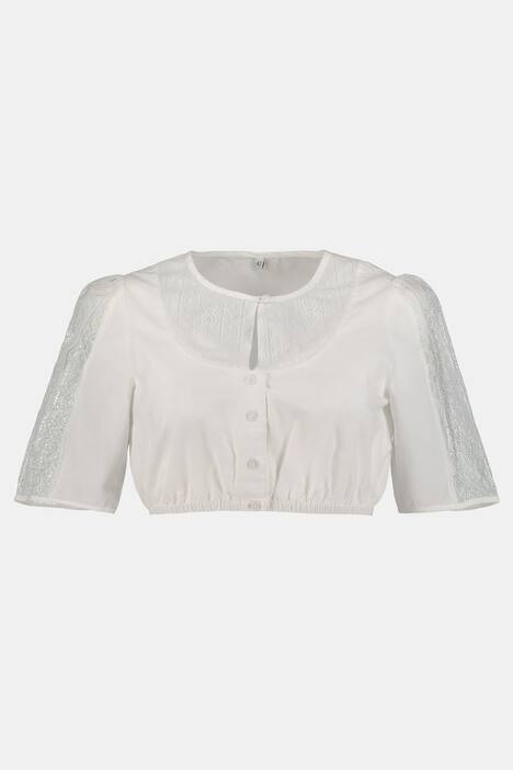 Dirndlbluse, Tracht, Spitze, Schlitz-Ausschnitt, Halbarm