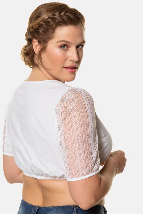 Dirndlbluse, Tracht, Spitze, Schlitz-Ausschnitt, Halbarm