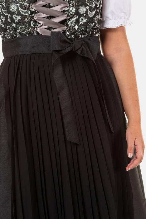 Metallic Jacquard Pleated Apron Dirndl Dress