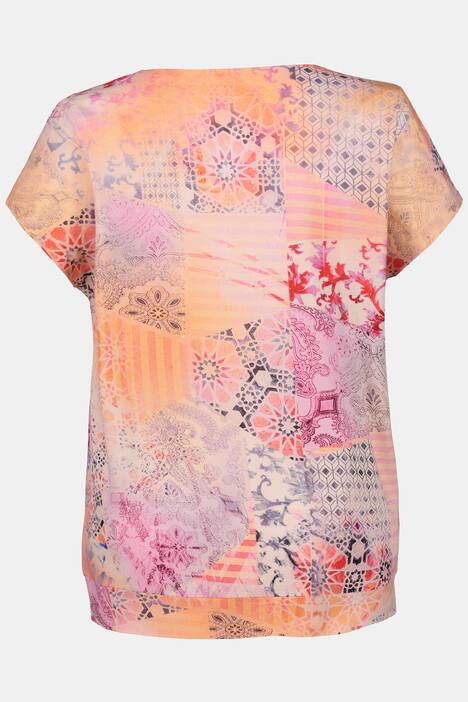 T-Shirt, exotischer Mustermix, Oversized, Kräuselung