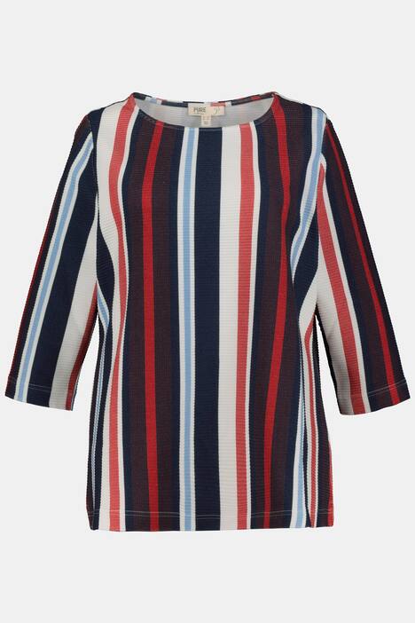 Eco Cotton Textured Stripe Round Neck Sweatshirt