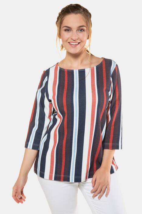 Eco Cotton Textured Stripe Round Neck Sweatshirt