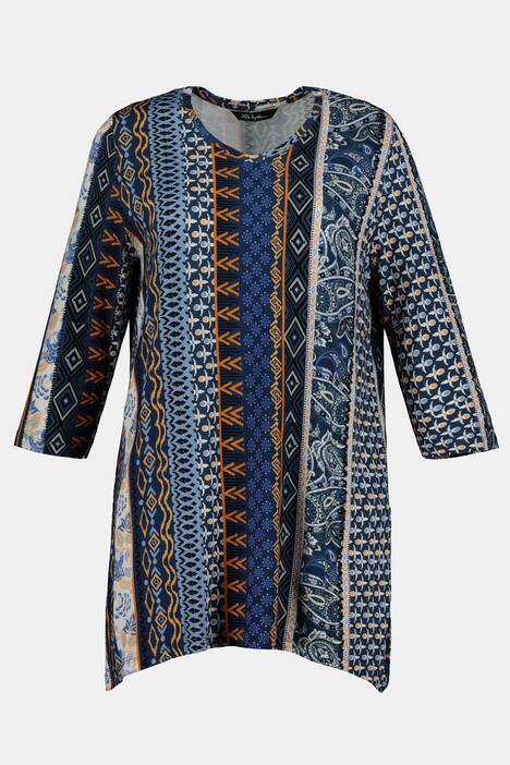 Longshirt, Musterstreifen, A-Linie, Zipfelsaum