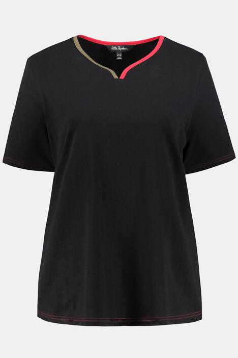 Two Tone V-Neck Trim Cotton Tee