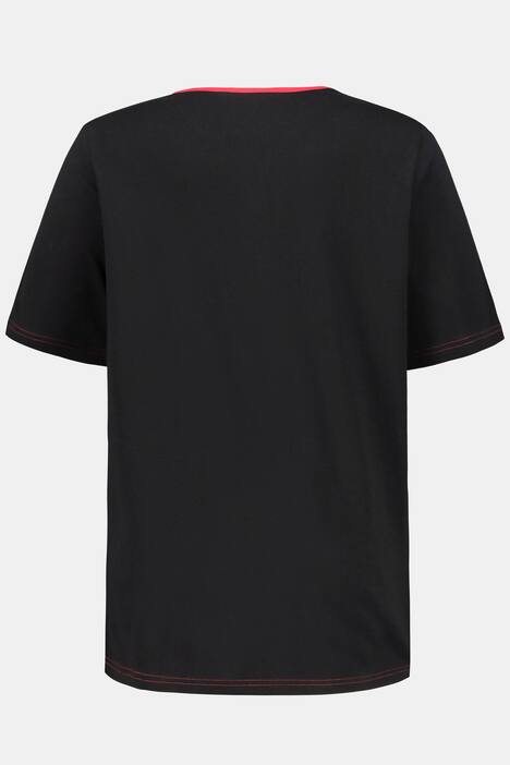 Two Tone V-Neck Trim Cotton Tee