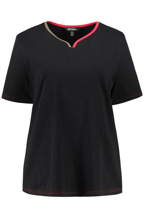 Two Tone V-Neck Trim Cotton Tee