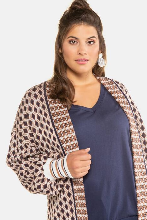 Strickjacke, Grafikmuster, Metallic-Effekt