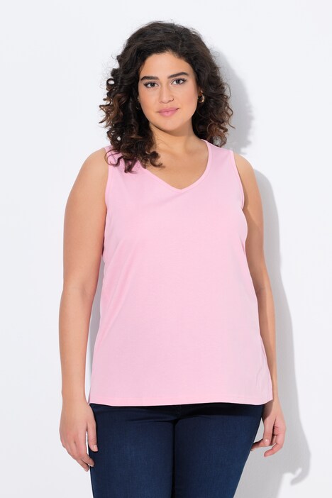 Débardeur en pur coton, col en V, coupe Classic Fit