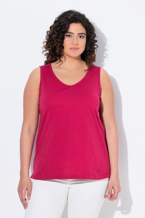 Débardeur en pur coton, col en V, coupe Classic Fit