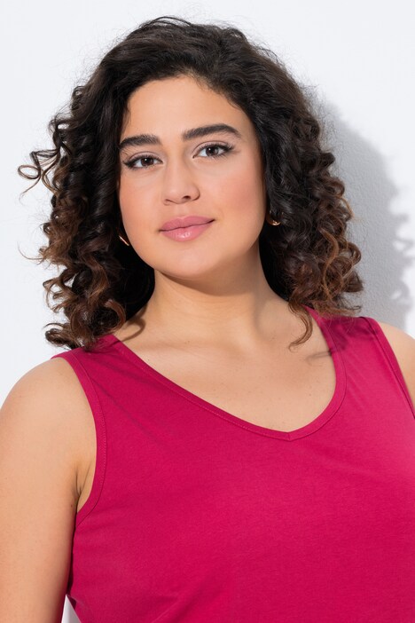 Débardeur en pur coton, col en V, coupe Classic Fit
