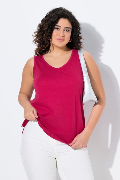 Débardeur en pur coton, col en V, coupe Classic Fit